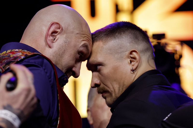 &copy; Reuters. Tyson Fury e Oleksandr Usyk em entrevista coletiva sobre luta
16/11/2023
Action Images via Reuters/Andrew Couldridge