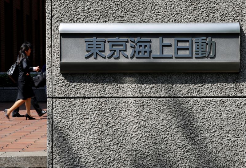 &copy; Reuters. 　１１月１７日、東京海上ホールディングスは、４０００万株（発行済み株式の２．０％）・７００億円を上限とする自己株取得を決議したと発表した。写真は東京海上日動の看板。２０１