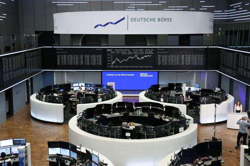European shares end the week higher as bond yields slide on rate cut bets