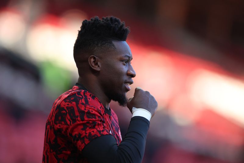 &copy; Reuters. Soccer Football - Premier League - Manchester United v Luton Town - Old Trafford, Manchester, Britain - November 11, 2023 Manchester United's Andre Onana during the warm up before the match REUTERS/Phil Noble/ File Photo