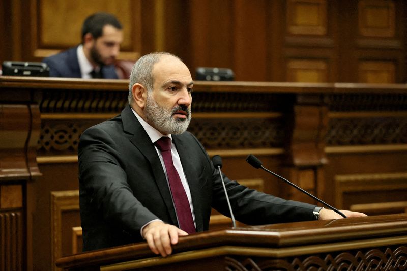 &copy; Reuters. Photo d'archives du Premier ministre arménien Nikol Pachinian au Parlement à Erevan, en Arménie. /Photo prise le 13 septembre 2022/REUTERS/Tigran Mehrabyan