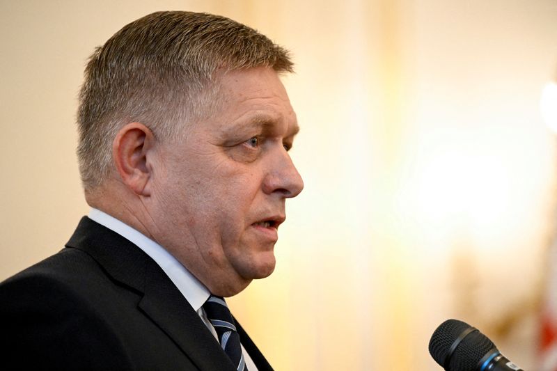 &copy; Reuters. FILE PHOTO: Slovakia's newly appointed Prime Minister Robert Fico attends the new cabinet's inauguration, at the Presidential Palace in Bratislava, Slovakia, October 25, 2023. REUTERS/Radovan Stoklasa/File Photo
