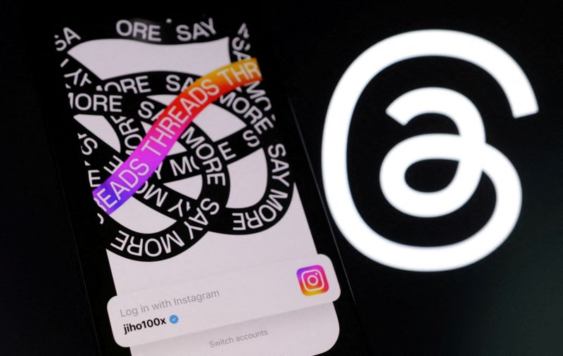 &copy; Reuters. FILE PHOTO: Meta Threads app logo is seen in this illustration taken, July 6, 2023. REUTERS/Dado Ruvic/Illustration/File Photo