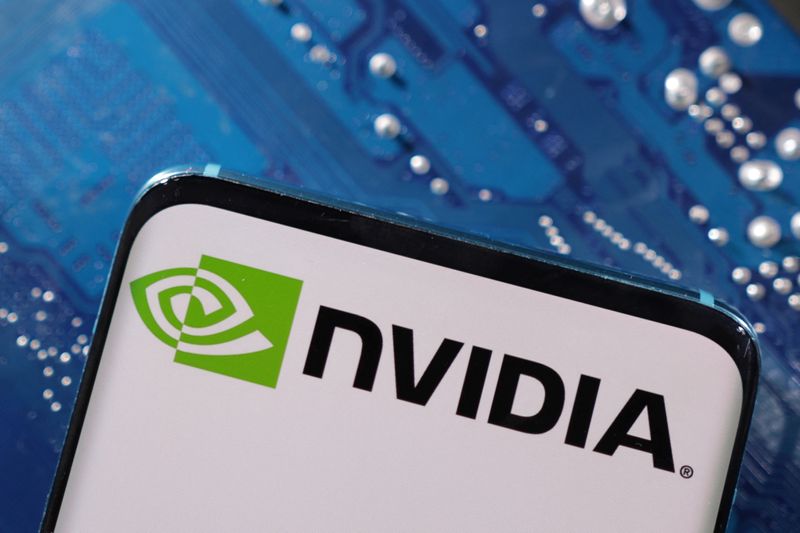 &copy; Reuters. FILE PHOTO: A smartphone with a displayed NVIDIA logo is placed on a computer motherboard in this illustration taken March 6, 2023. REUTERS/Dado Ruvic/Illustration/ File Photo