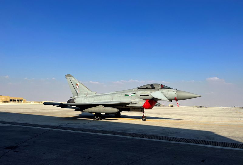 &copy; Reuters. Soccer Football - FIFA World Cup Qatar 2022 - Dukhan Air Base, Lebraithat, Qatar - December 12, 2022 Eurofighter Typhoon at Dukhan Air Base. REUTERS/Iain Axon/File Photo