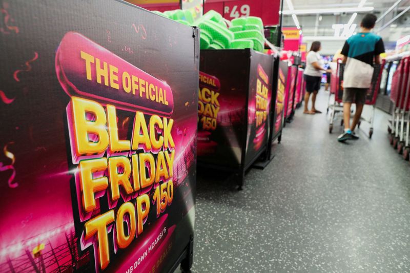 &copy; Reuters. Black Friday signage is displayed at Game store in Johannesburg, South Africa, November 24, 2023. REUTERS/Sumaya Hisham