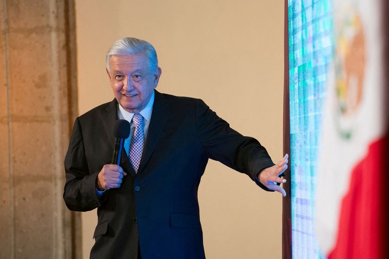 &copy; Reuters. FILE PHOTO: Mexico's President Andres Manuel Lopez Obrador speaks during his regular press conference where he said that his government will help Cuba, including providing it with oil, at the National Palace in Mexico City, Mexico October 16, 2023. Mexico