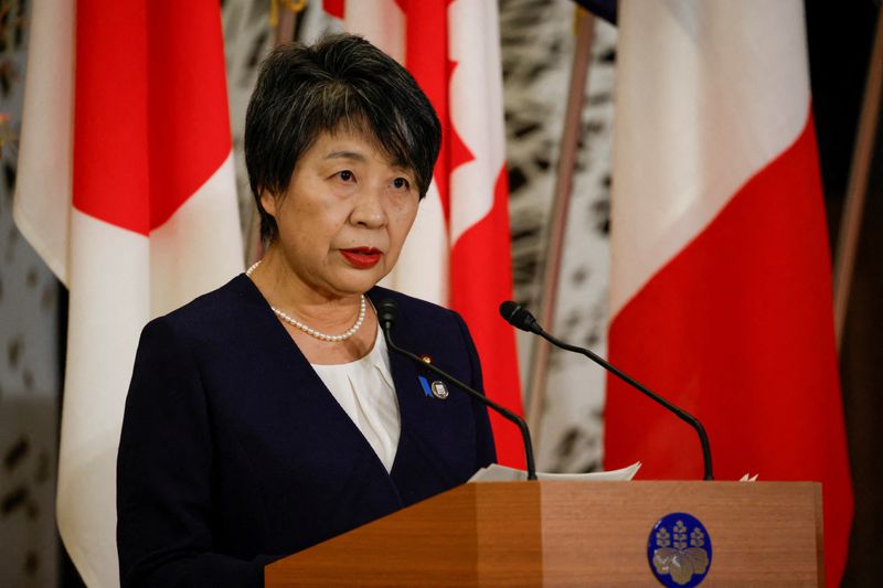 &copy; Reuters. Photo de la ministre japonaise des Affaires étrangères, Yoko Kamikawa. /Photo prise le 8 novembre 2023 à Tokyo, Japon/REUTERS/Androniki Christodoulou