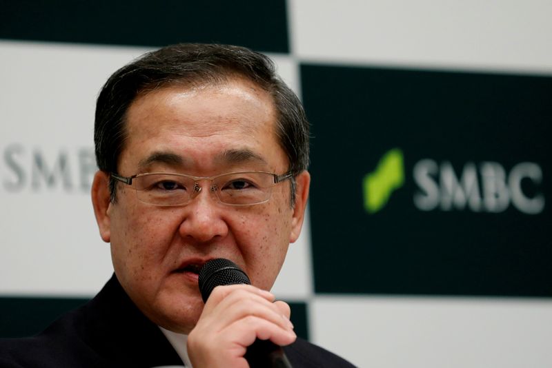 &copy; Reuters. FILE PHOTO: Sumitomo Mitsui Financial Group Inc (SMFG)'s new chief executive Jun Ohta attends a news conference in Tokyo, Japan, December 14, 2018. REUTERS/Kim Kyung-Hoon/File Photo