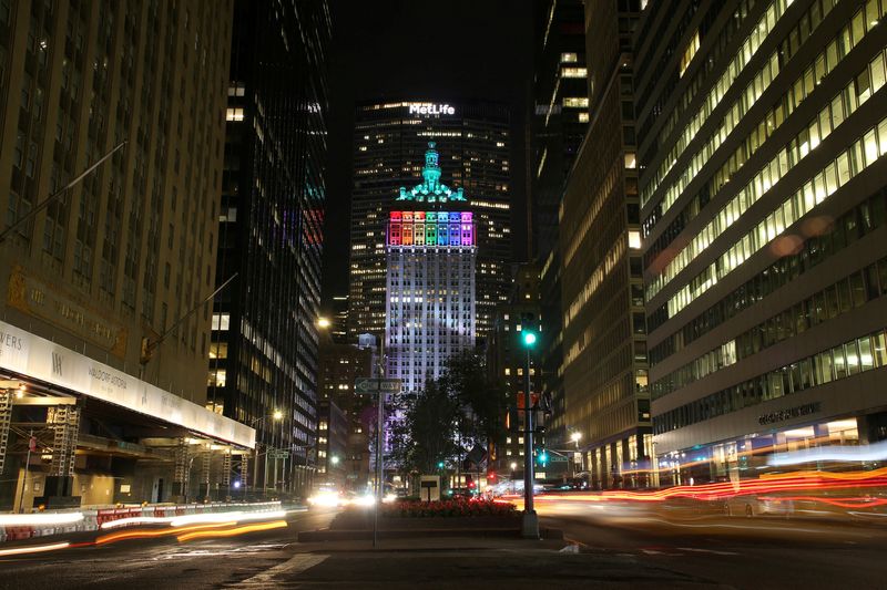 &copy; Reuters. FILE PHOTO: The Helmsley Building is lit in rainbow color ahead of the 50th anniversary of the Stonewall riot, in New York, U.S., June 24, 2019.  REUTERS/Gabriela Bhaskar/File Photo