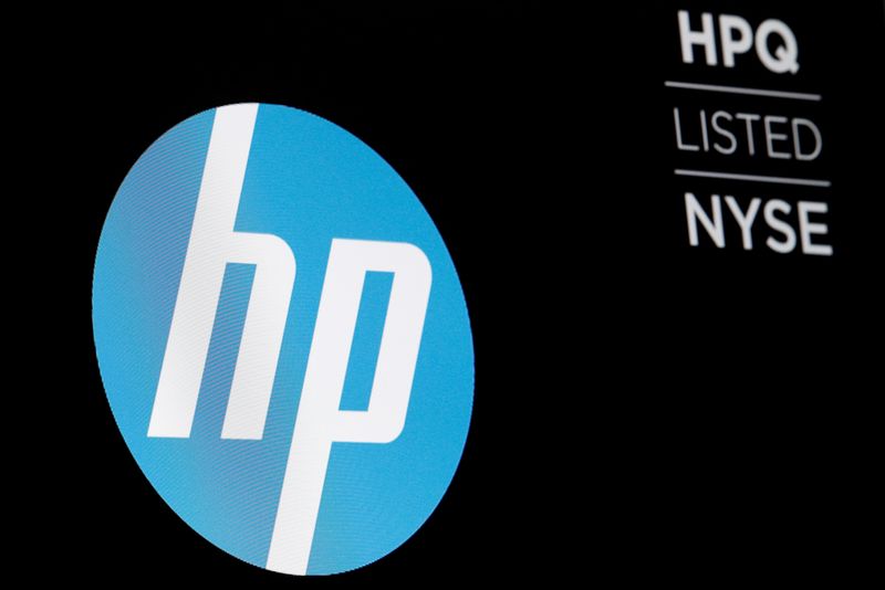 &copy; Reuters. The logo for The Hewlett-Packard Company  is displayed on a screen on the floor of the New York Stock Exchange (NYSE) in New York, U.S., June 27, 2018. REUTERS/Brendan McDermid/File Photo