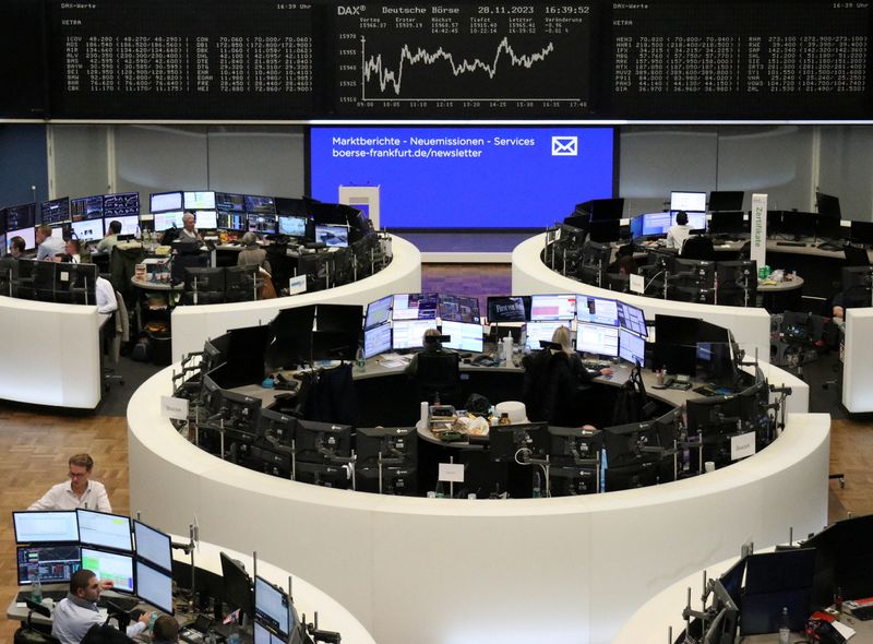 German shares lead gains on signs of cooling inflation, UK blue-chips lag