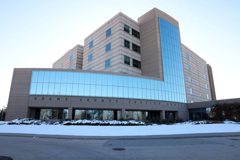 &copy; Reuters. A view of the Adams County District Court where the trial of Nathan Woodyard, the third police officer charged in the death of Elijah McClain, an unarmed Black man who died in police custody in 2019 after he was subdued and injected with a sedative, takes