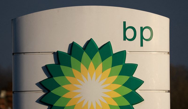 &copy; Reuters. FILE PHOTO: Signage is seen outside a BP (British Petroleum) petrol station in Liverpool, Britain, February 7, 2023. REUTERS/Phil Noble