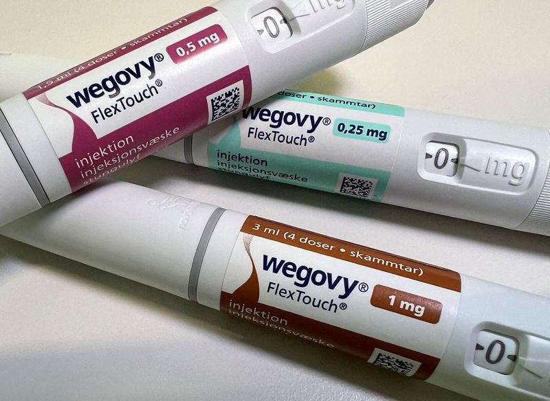 &copy; Reuters. FILE PHOTO: Injection pens of Novo Nordisk's weight-loss drug Wegovy are shown in this photo illustration in Oslo, Norway, November 21, 2023. REUTERS/Victoria Klesty/Illustration/File Photo