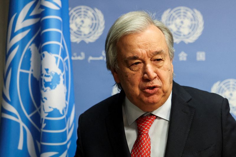 &copy; Reuters. الأمين العام للأمم المتحدة أنطونيو جوتيريش في نيويورك يوم السادس من نوفمبر تشرين الثاني 2023. تصوير: كيتلين أوكس - رويترز.
