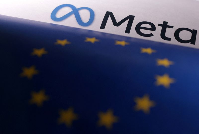 &copy; Reuters. FOTO DE ARCHIVO: La bandera de la UE y el logotipo de Meta. Ilustración del 22 de mayo de 2023. REUTERS/Dado Ruvic/Illustration