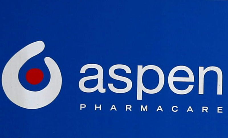 &copy; Reuters. FILE PHOTO: An Aspen Pharmacare logo is seen at outside company offices in Woodmead, Johannesburg, South Africa, September 13, 2018. REUTERS/Siphiwe Sibeko/File Photo