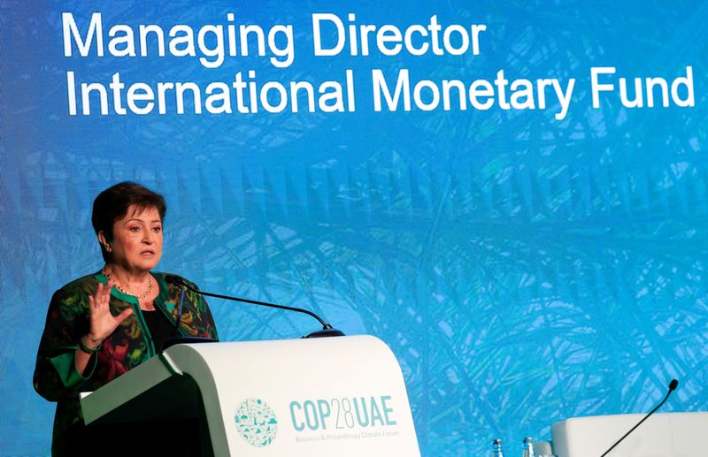 &copy; Reuters. مديرة صندوق النقد الدولي كريستالينا جورجيفا تلقي الكلمة الافتتاحية في منتدى الأعمال التجارية والخيرية ضمن فعاليات مؤتمر الأمم المتحدة الم