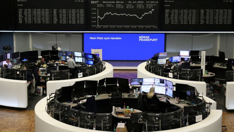 &copy; Reuters. مؤشر داكس الألماني في بورصة فرانكفورت يوم الأول من ديسمبر كانون الأول 2023 في صورة لرويترز.