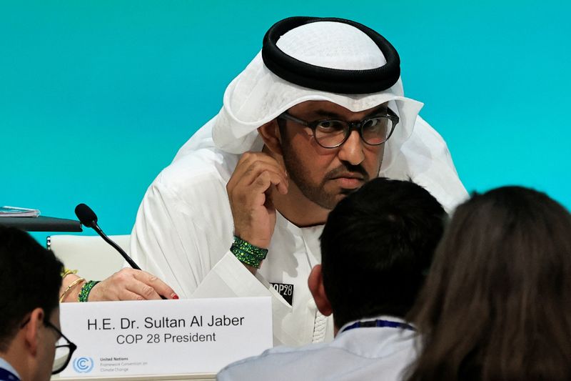 &copy; Reuters. Ministro da Indústria e Tecnologia avançada dos Emiratos Árabes Unidos e presidente da COP28, Sultan Ahmed al Jaber
04/12/2023
REUTERS/Thaier Al-Sudani