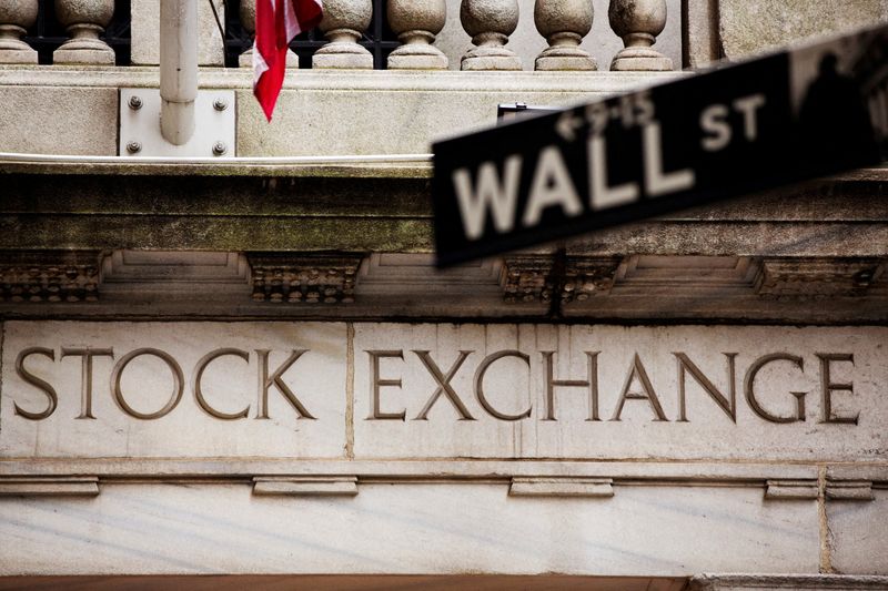 &copy; Reuters. FILE PHOTO: A street sign for Wall Street hangs in front of the New York Stock Exchange May 8, 2013. REUTERS/Lucas Jackson//File Photo