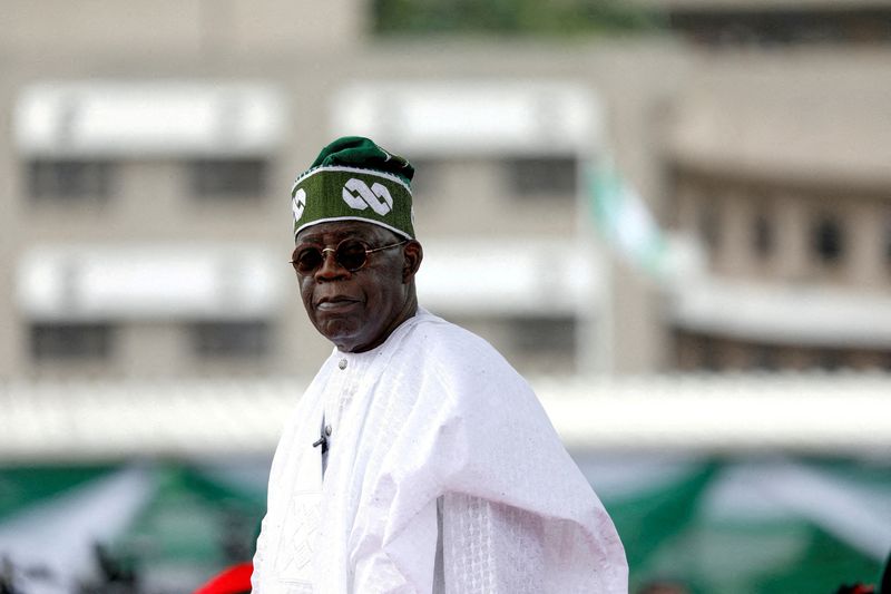&copy; Reuters. Le président du Nigeria, Bola Tinubu, lors de sa cérémonie de prestation de serment à Abuja. /Photo prise le 29 mai 2023/REUTERS/Temilade Adelaja