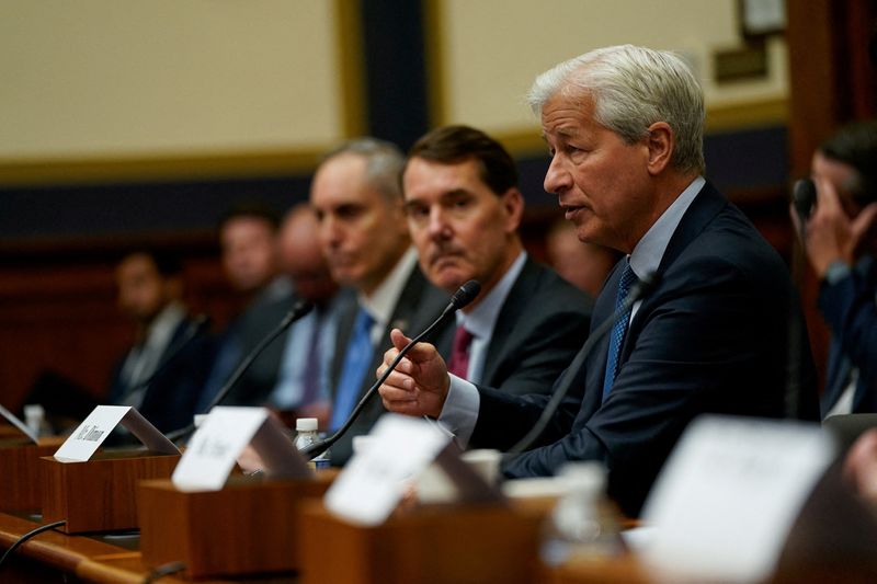&copy; Reuters. FILE PHOTO: JPMorgan Chase & Co President and CEO Jamie Dimon testifies during a U.S. House Financial Services Committee hearing titled ?Holding Megabanks Accountable: Oversight of America?s Largest Consumer Facing Banks? on Capitol Hill in Washington, U.