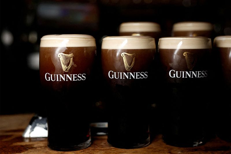 &copy; Reuters. FILE PHOTO: Pints of Guinness are seen in a pub, in Dublin, Ireland March 20, 2023. REUTERS/Clodagh Kilcoyne/File Photo