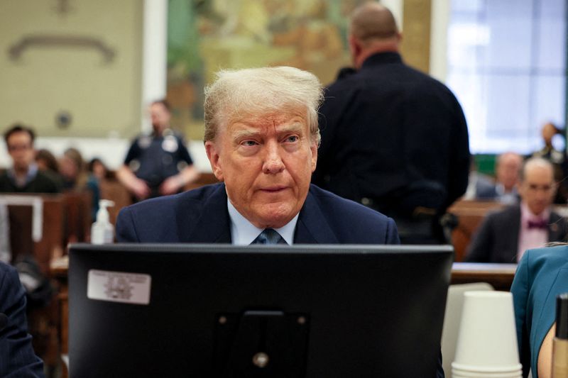 &copy; Reuters. FILE PHOTO: Former U.S. President Donald Trump attends a Manhattan courthouse trial in a civil fraud case in New York, U.S., October 18, 2023. Michael M Santiago/Pool via REUTERS/File Photo