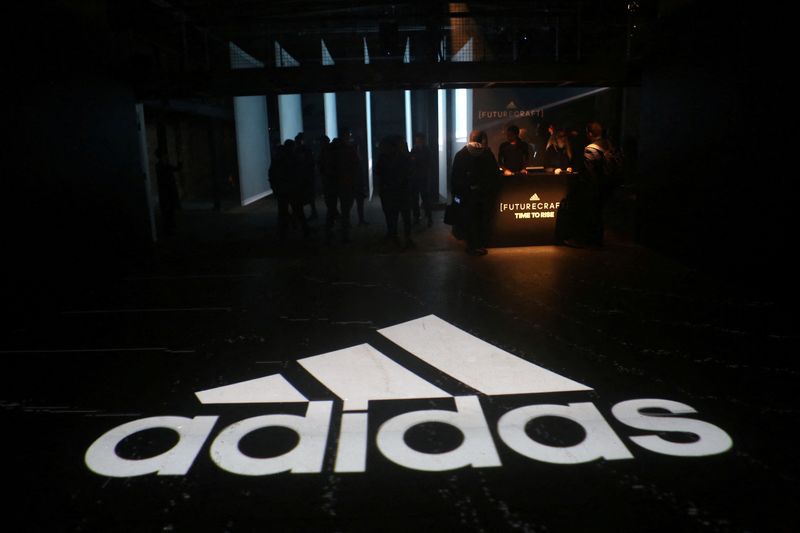 &copy; Reuters. An Adidas logo is seen at the new Futurecraft shoe unveiling event in New York City, New York, U.S. April 6, 2017. REUTERS/Joe Penney/File Photo