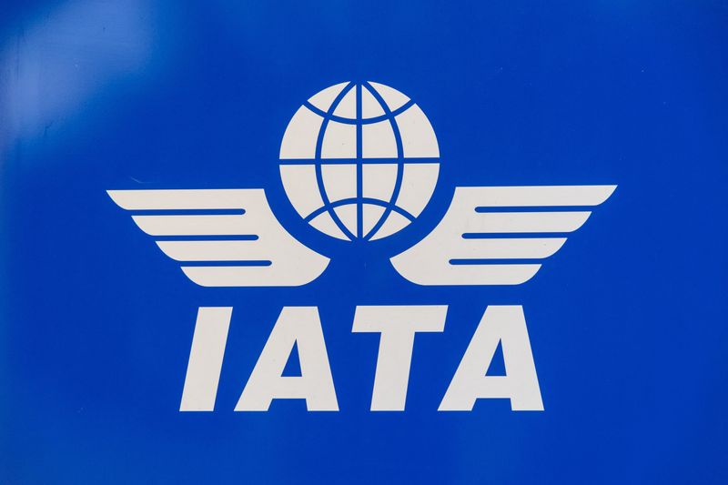 &copy; Reuters. A logo of the International Air Transport Association (IATA) is seen at their headquarters ahead of the airline industry body media day in Geneva, Switzerland, December 6, 2023. REUTERS/Denis Balibouse