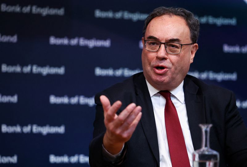 © Reuters. Governor of the Bank of England, Andrew Bailey attends the biannual Financial Stability Report press conference, at the Bank of England, in London, Britain, December 6, 2023. REUTERS/Hannah McKay/Pool