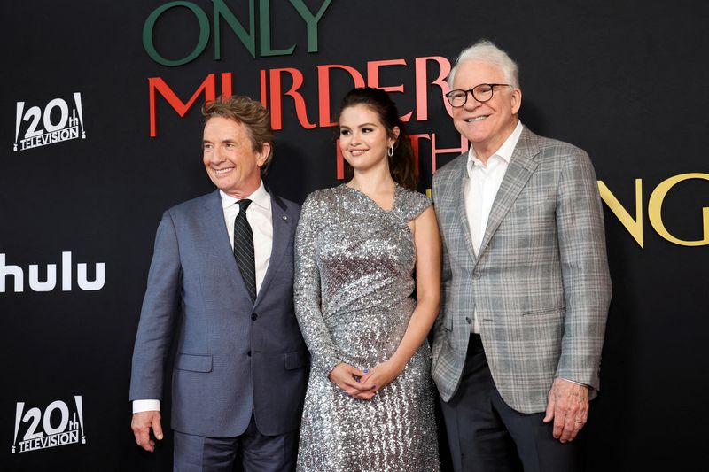 &copy; Reuters. FILE PHOTO: Cast members Martin Short, Selena Gomez and Steve Martin attend a premiere for season 2 of the television series "Only Murders in the Building", in Los Angeles, California, U.S. June 27, 2022. REUTERS/Mario Anzuoni/File Photo