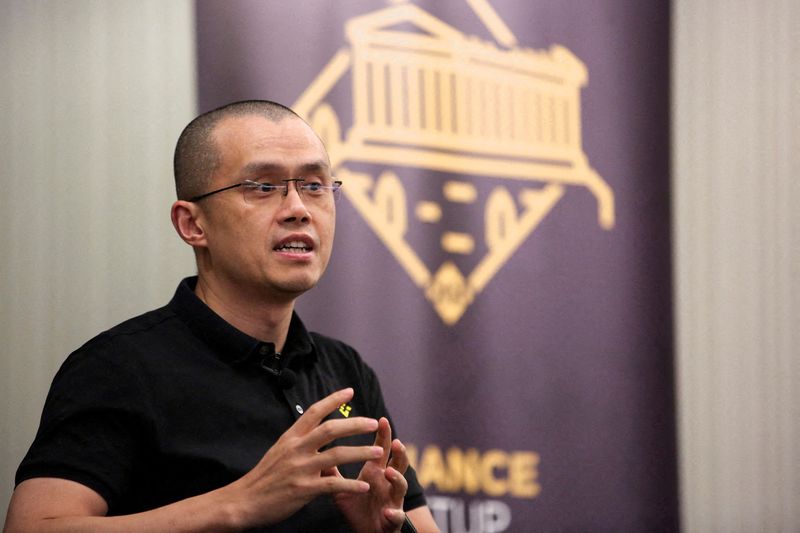 &copy; Reuters. FILE PHOTO: Zhao Changpeng, founder and chief executive officer of Binance speaks during an event in Athens, Greece, November 25, 2022. REUTERS/Costas Baltas/File Photo