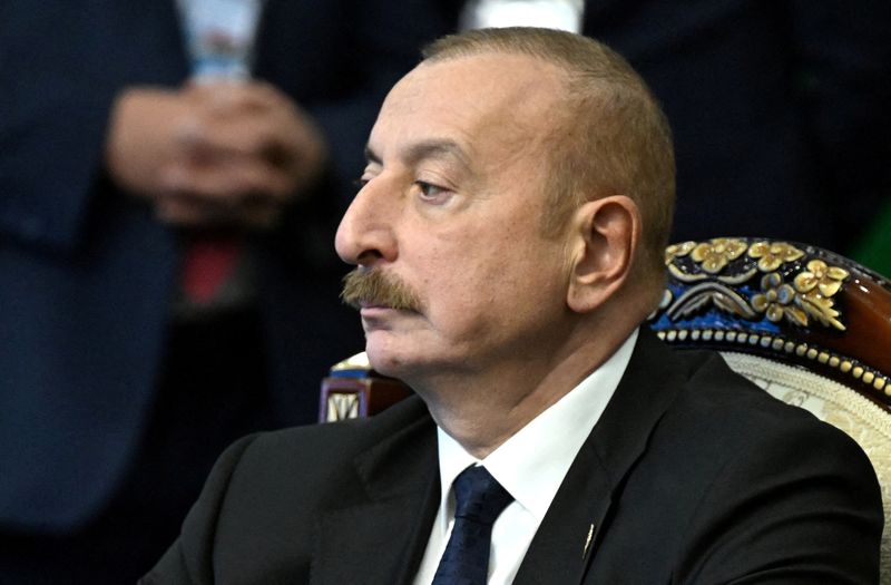 &copy; Reuters. رئيس أذربيجان إلهام علييف خلال مؤتمر في بشكك يوم 13 أكتوبر تشرين الأول 2023. صورة لرويترز من ممثل لوكالات الأنباء.