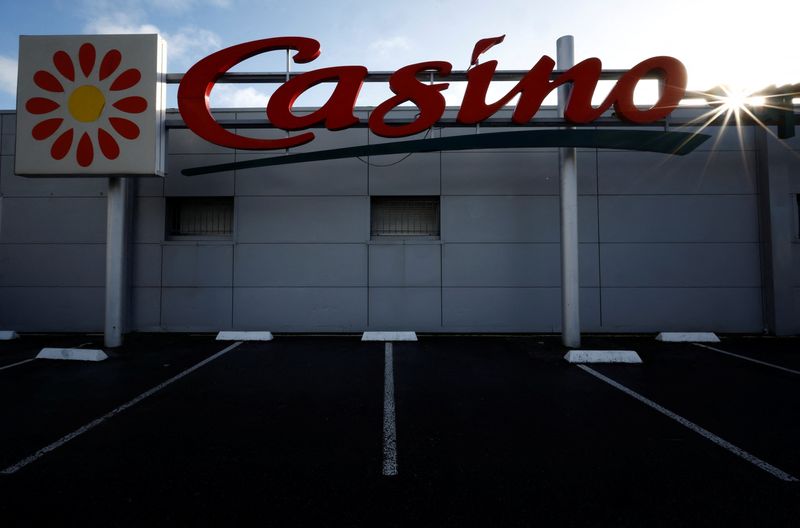 &copy; Reuters. A logo of French retailer?Casino?is pictured outside a?Casino?supermarket in Sainte-Hermine, France, December 4, 2023. REUTERS/Stephane Mahe