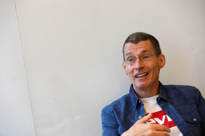 &copy; Reuters. FILE PHOTO: Levi Strauss & Co. CEO Chip Bergh speaks during an interview in New York, U.S., July 31, 2019.  REUTERS/Brendan McDermid/File Photo