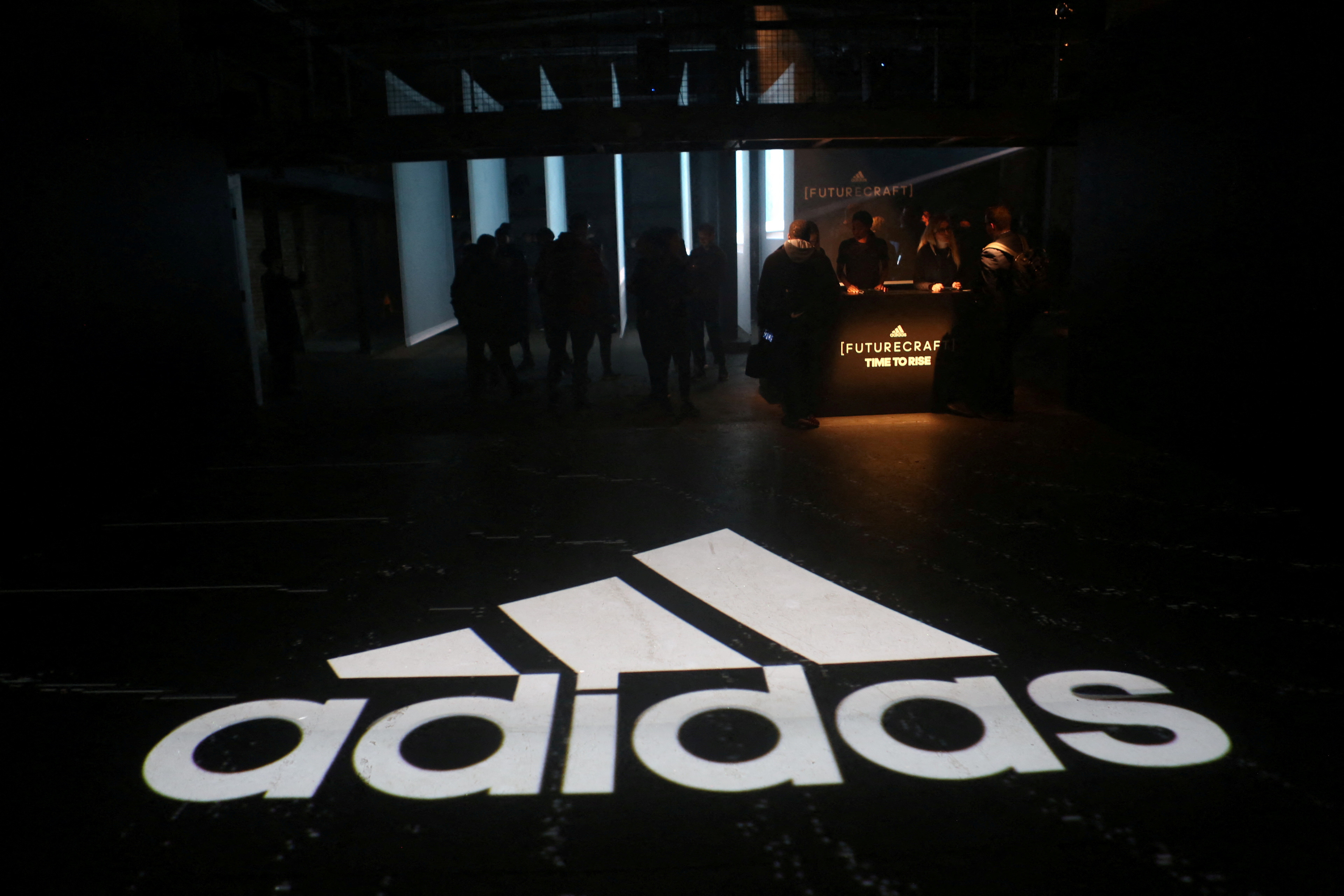 &copy; Reuters. An Adidas logo is seen at the new Futurecraft shoe unveiling event in New York City, New York, U.S. April 6, 2017. REUTERS/Joe Penney/File Photo/File Photo