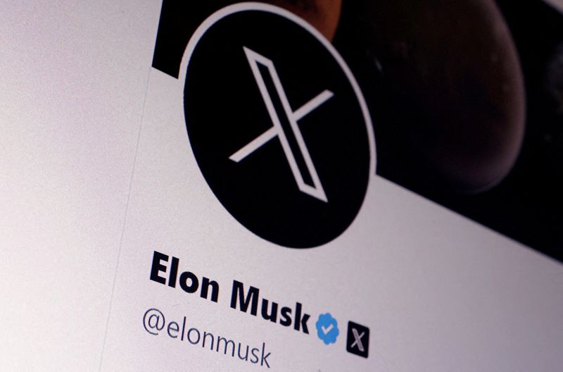 &copy; Reuters. FILE PHOTO: Elon Musk 's X account is seen in this illustration taken, July 24, 2023. REUTERS/Dado Ruvic/Illustration/File Photo