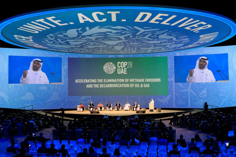 &copy; Reuters. FILE PHOTO: Head of Strategy, Energy Transition of the Office of the UAE Special Envoy for Climate Change, Abdulla Malek addresses the panellists at the opening ceremony for Energy Day during the United Nations Climate Change Conference COP28 in Dubai, Un