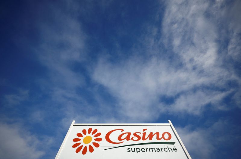 &copy; Reuters. FILE PHOTO: logo of French retailer?Casino?is pictured outside a?Casino?supermarket in Sainte-Hermine, France, December 4, 2023. REUTERS/Stephane Mahe/File Photo