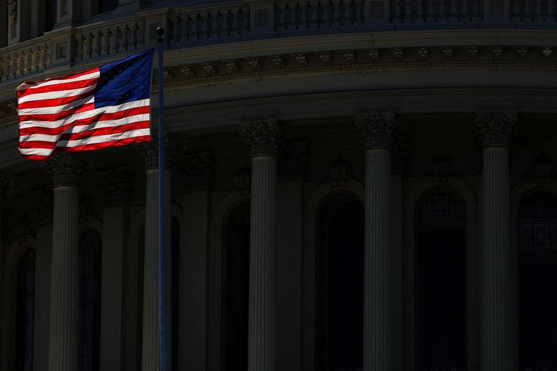 &copy; Reuters. An American Flag on the U.S. Capitol Building is seen in Washington, U.S., August 31, 2023. REUTERS/Kevin Wurm/ File Photo