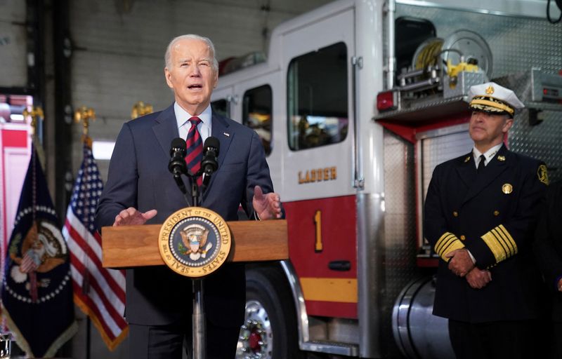&copy; Reuters. Presidente dos Estados Unidos, Joe Biden, fala no Corpo de Bombeiros da Filadélfia
11/12/2023
REUTERS/Kevin Lamarque