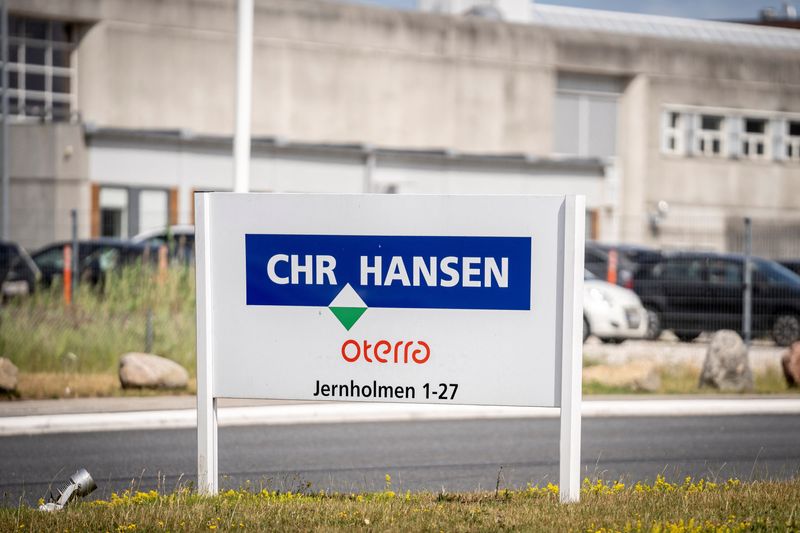 &copy; Reuters. FILE PHOTO: A view of a facility of biotechnology company Chr. Hansen, a global company that manufactures ingredients for the food industry, Avedoere, Denmark July 3, 2023. Ritzau Scanpix/Mads Claus Rasmusse via REUTERS/File Photo