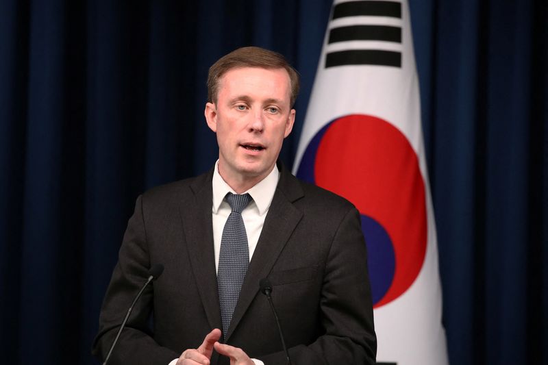 &copy; Reuters. U.S. National Security Advisor Jake Sullivan attends the joint press conference at the presidential office, in Seoul, South Korea on December 09, 2023.    Chung Sung-Jun/Pool via REUTERS/ File Photo