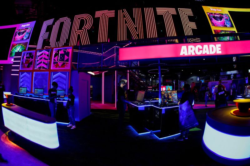 &copy; Reuters. FILE PHOTO: Epic Games booth for the game Fortnite is shown at E3, the annual video games expo revealing the latest in gaming software and hardware in Los Angeles, California, U.S., June 12, 2019.  REUTERS/Mike Blake