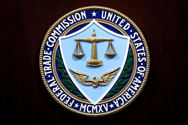 &copy; Reuters. FILE PHOTO: Federal Trade Commission seal is seen at a news conference at FTC headquarters in Washington, U.S., July 24, 2019. REUTERS/Yuri Gripas/File Photo