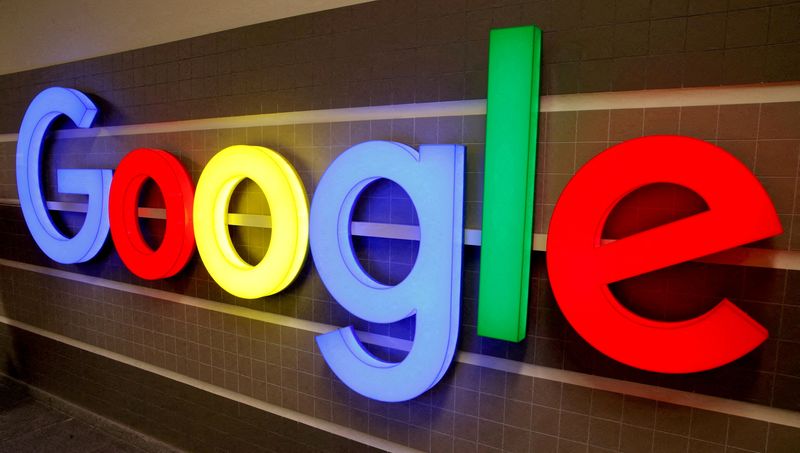 &copy; Reuters. FILE PHOTO: An illuminated Google logo is seen inside an office building in Zurich, Switzerland December 5, 2018.    REUTERS/Arnd Wiegmann//File Photo