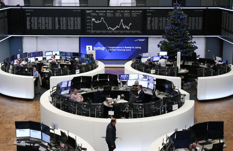 &copy; Reuters. The German share price index DAX graph is pictured at the stock exchange in Frankfurt, Germany, November 12, 2023.    REUTERS/Staff/file photo